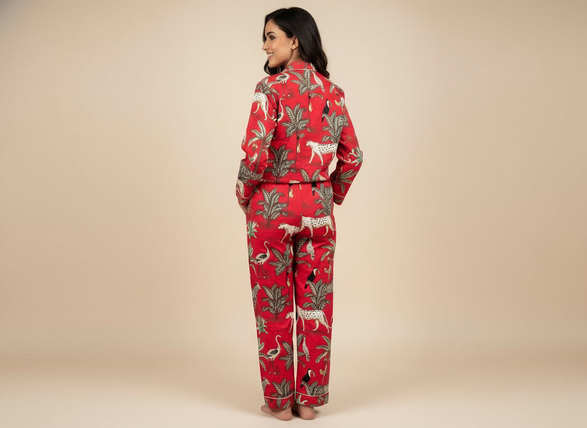 Red Safari print Pajama set