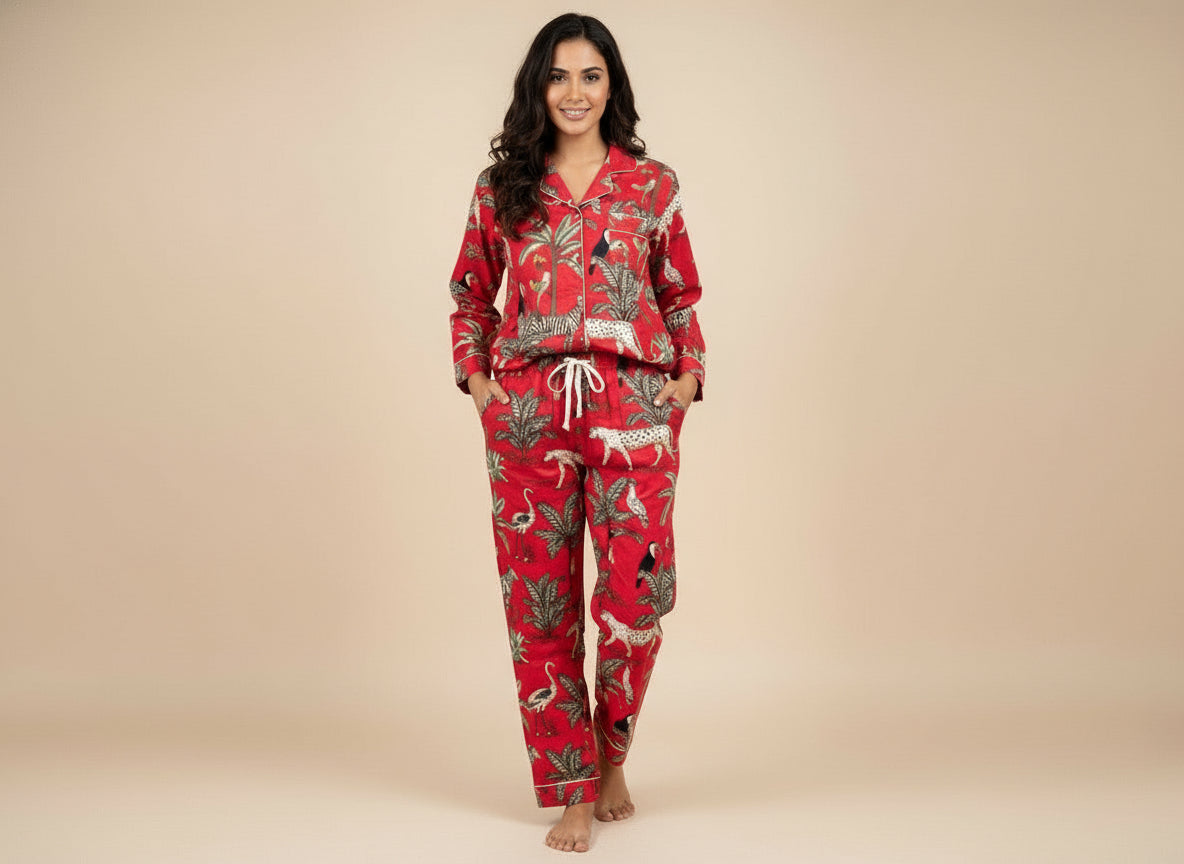 Red Safari print Pajama set