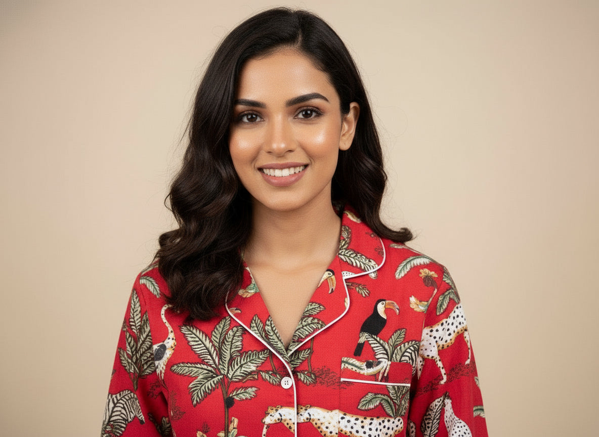 Red Safari print Pajama set