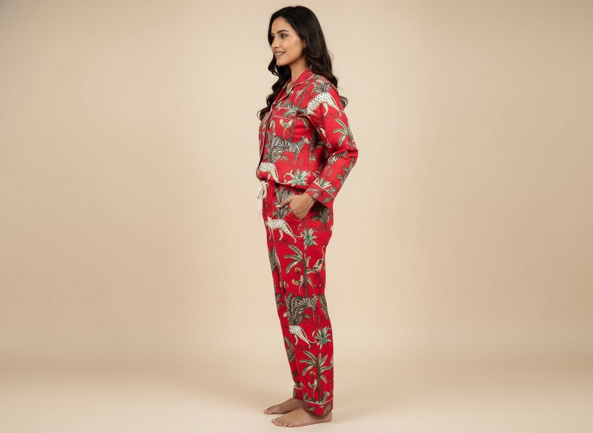 Red Safari print Pajama set